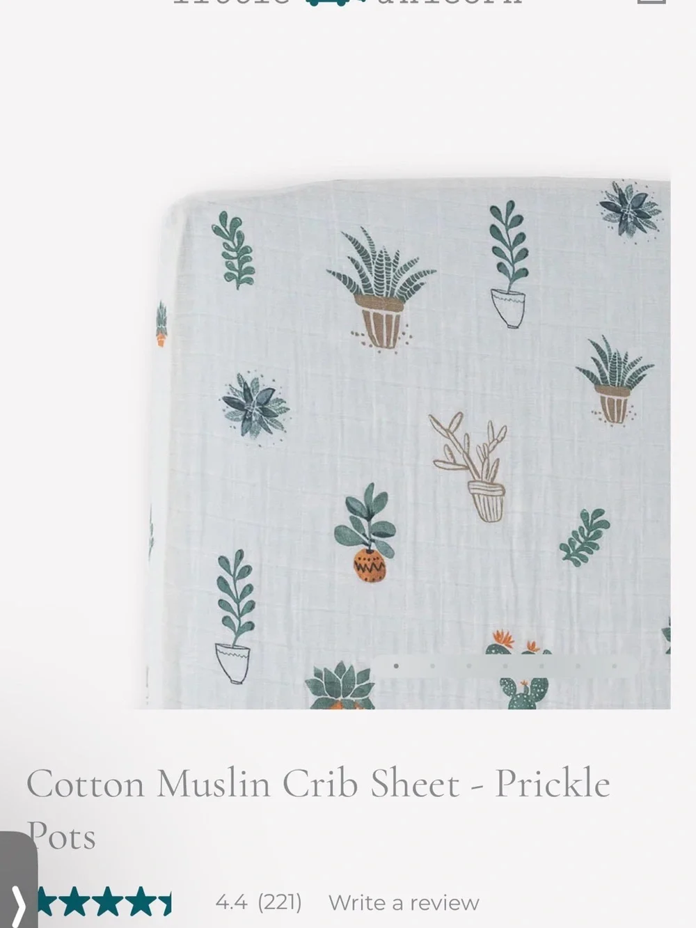 Little Unicorn muslin crib sheet
